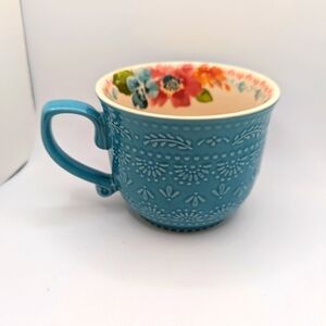 Large Anthropologie Blue Floral Mug Pioneer Woman Ceramic Coffee Mugs Tea Cup